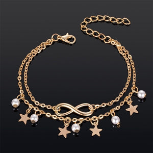 Double layer Beads Anklet