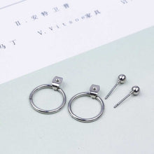 Load image into Gallery viewer, Gold Silver Black Stud Earring