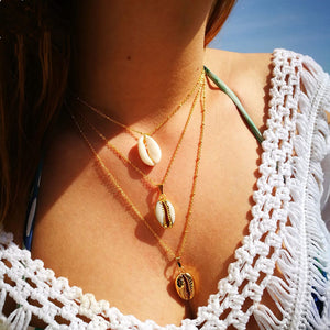 Three Layers of Shell Pendant Necklace