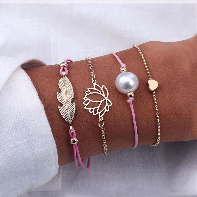 Pink Stone Bracelets Sets